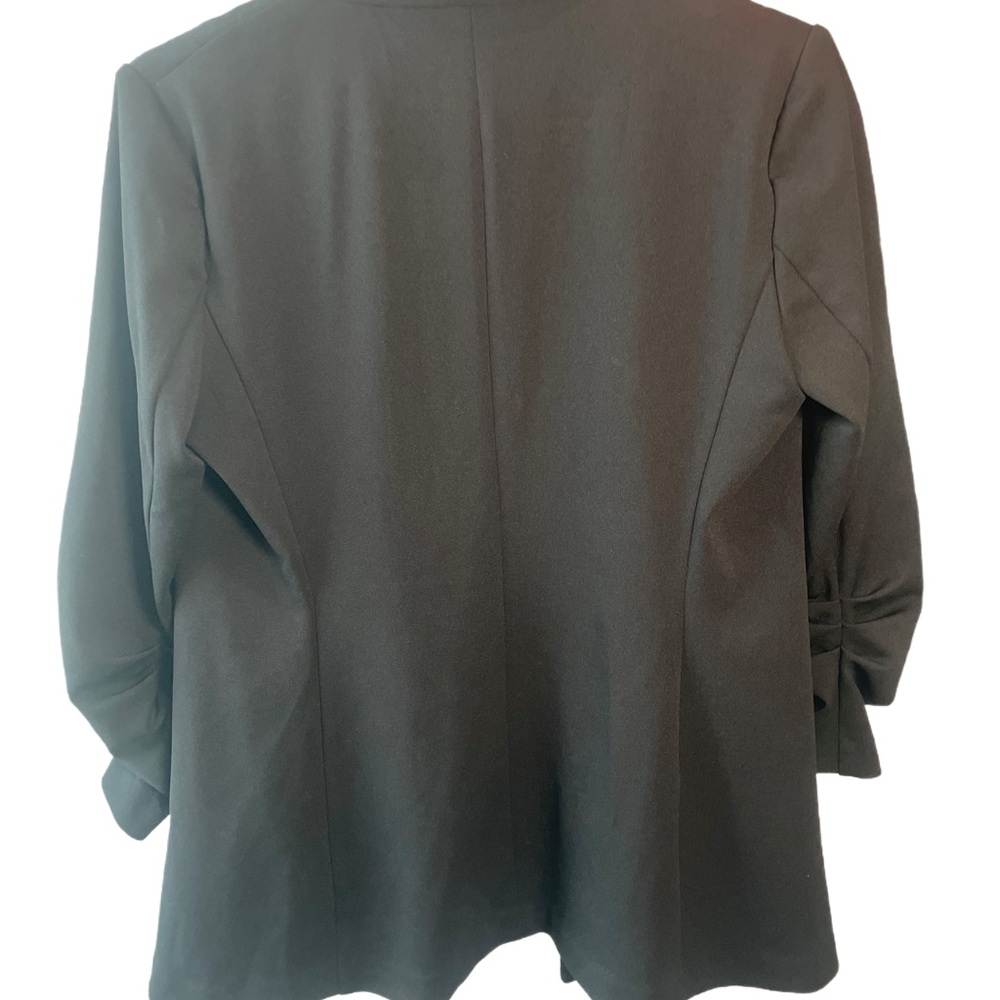 Anne Klein Black Open Blazer with Gold Zipper Pockets - Picture 3 of 7